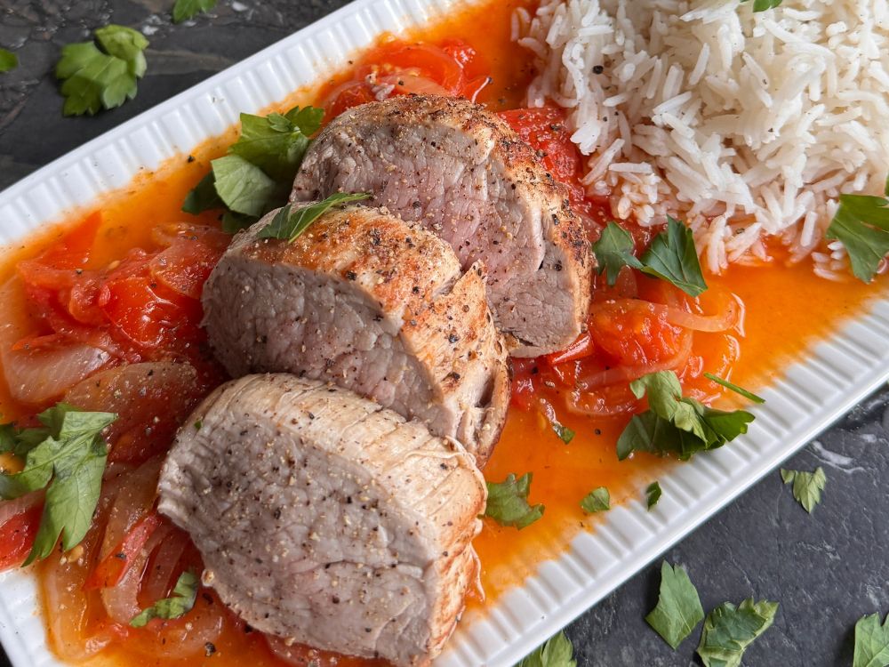 Schweinefilet mit Reis